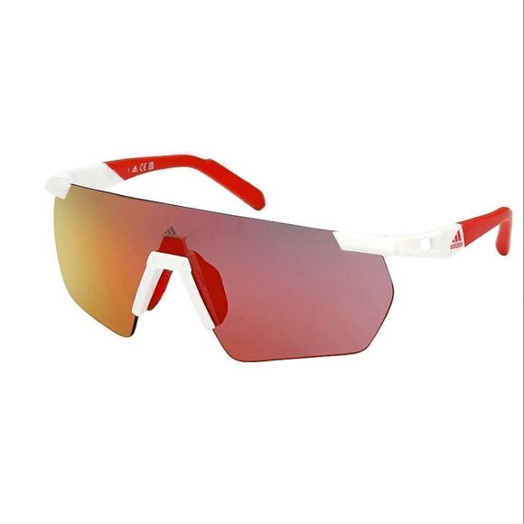 Adidas Sport Sunglasses White Red Interchangeable Lense Cycling Polarized SP0062 - Picture 1 of 11